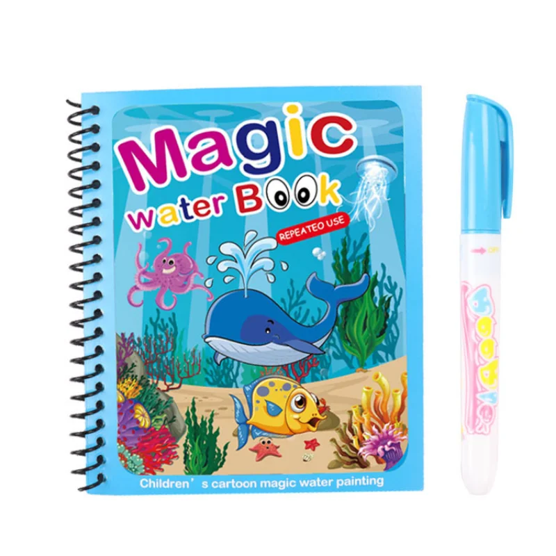 Dječje Čarobna Knjiga Za Crtanje Vodom, Reusable Bojanje, Crtani Rane Razvojne Igračke Montessori za Djecu, Čarobna Ploča za Grafita Slika 3