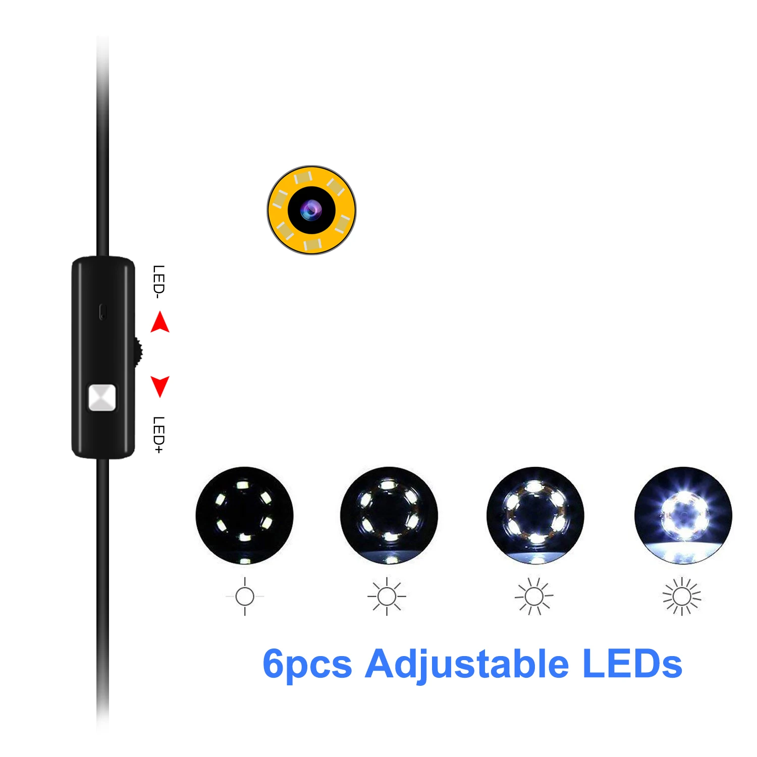 Endoskop Skladište mini Vodootporan IP67 Podesivi Mekana Tvrda Žica 6 LED 7 mm Auto-Endoskop Skladište za Android USB Telefon PC Slika 3