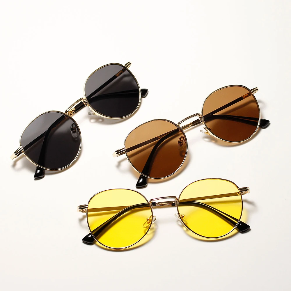Kachawoo retro sunčane naočale za muškarce je zlatni crne okrugle sunčane naočale u metalnom ivicom ženske sunčane naočale UV400 žute ljetnim izravna isporuka Slika 3