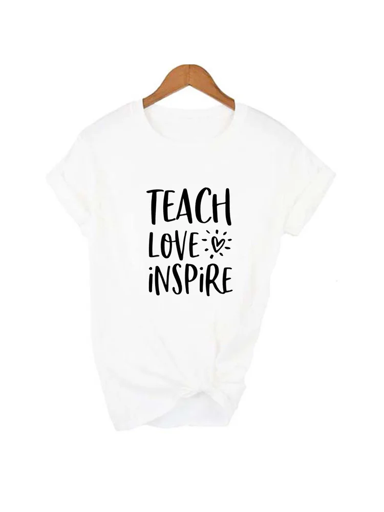 Nauči Voljeti Inspirirati, Ženska t-Shirt s Буквенным po cijeloj površini u obliku Srca, Dar Učitelju, Harajuku Kawaii, Majica Kratkih rukava, Ženske Majice Tumblr Slika 3