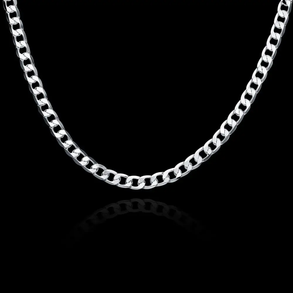 Ovjes Klasični 6 MM geometrijski lanac od 925 Sterling Srebra Ogrlice za Žene muški modni Nakit za Vjenčanje College Božićni Pokloni Slika 3