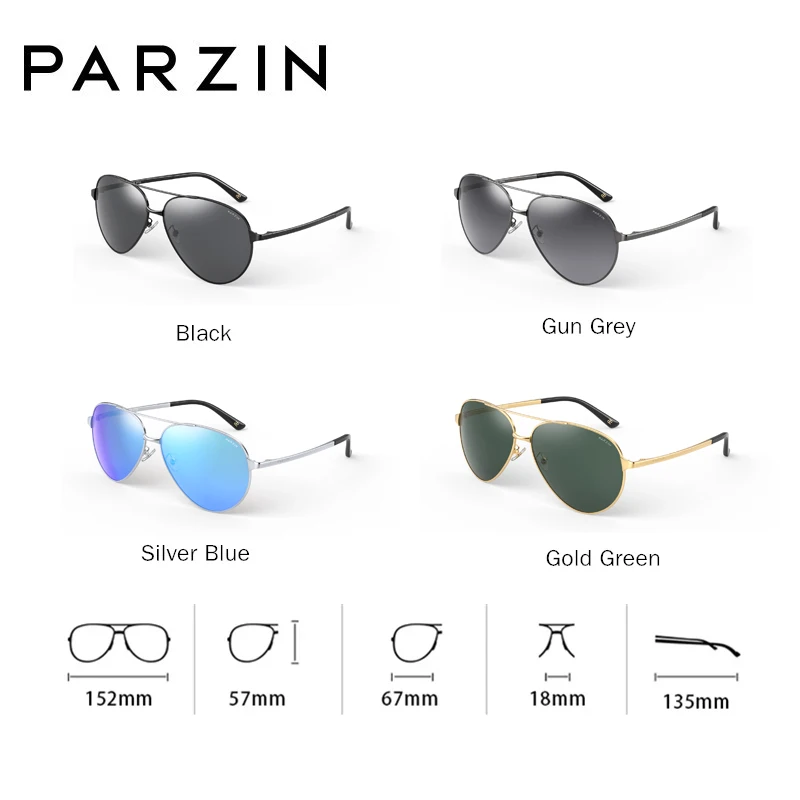 PARZIN Polarizirane Sunčane Naočale za Muškarce, Vintage Okvira od Mlaznog Legure, Korporativni Dizajn, Pilot, Gospodo Crne Sunčane Naočale UV400, Muške Naočale Za Vožnju Slika 3