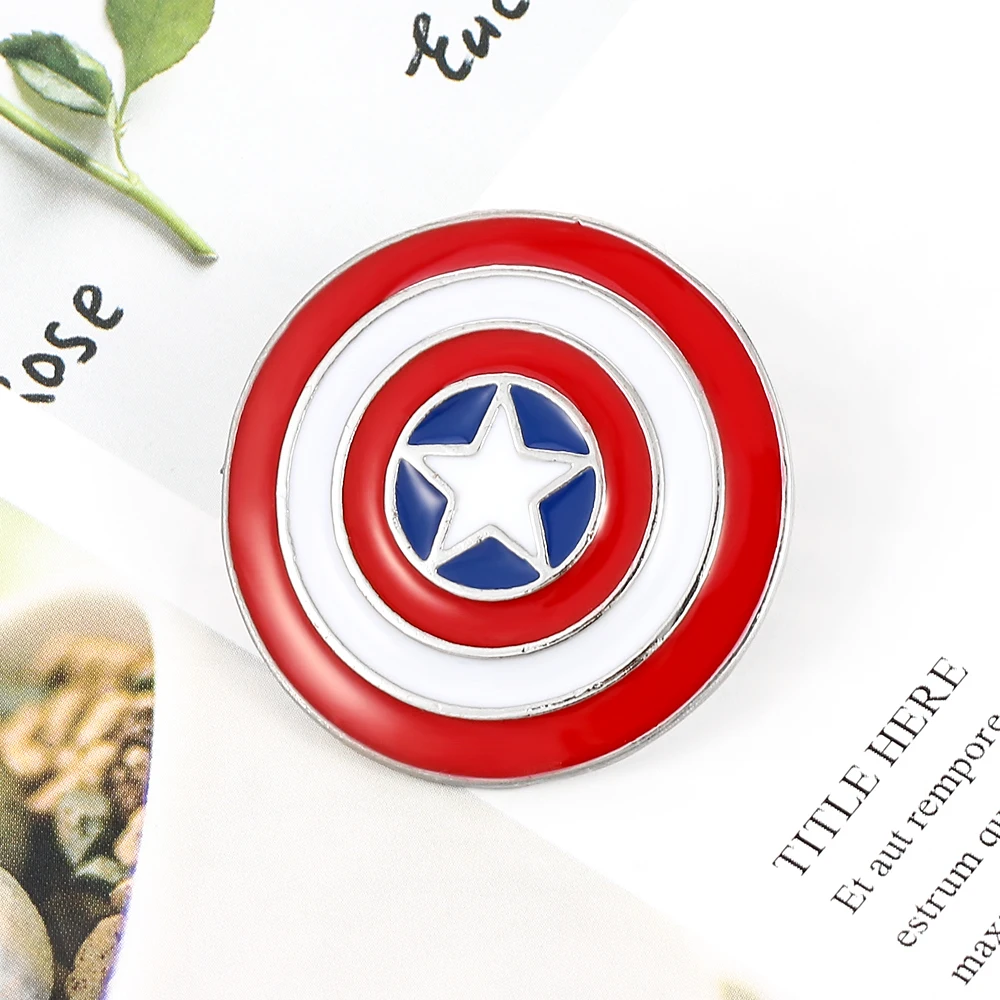 Pin Marvel Kapetan Amerika Osvetnici Superheroj Kapetan Amerika Štit Pin Na Rever Ikonu Broš za Žene Muška Jakna Pribor Slika 3