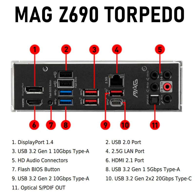 Procesor Intel Core i5 12600k s matične ploče MSI MAG Z690 TORPEDO DDR5 128 GB M. 2 PCIe 5,0 Placa-mãe Combo ATX LGA 1700 procesor 12 generacije Novi Slika 3