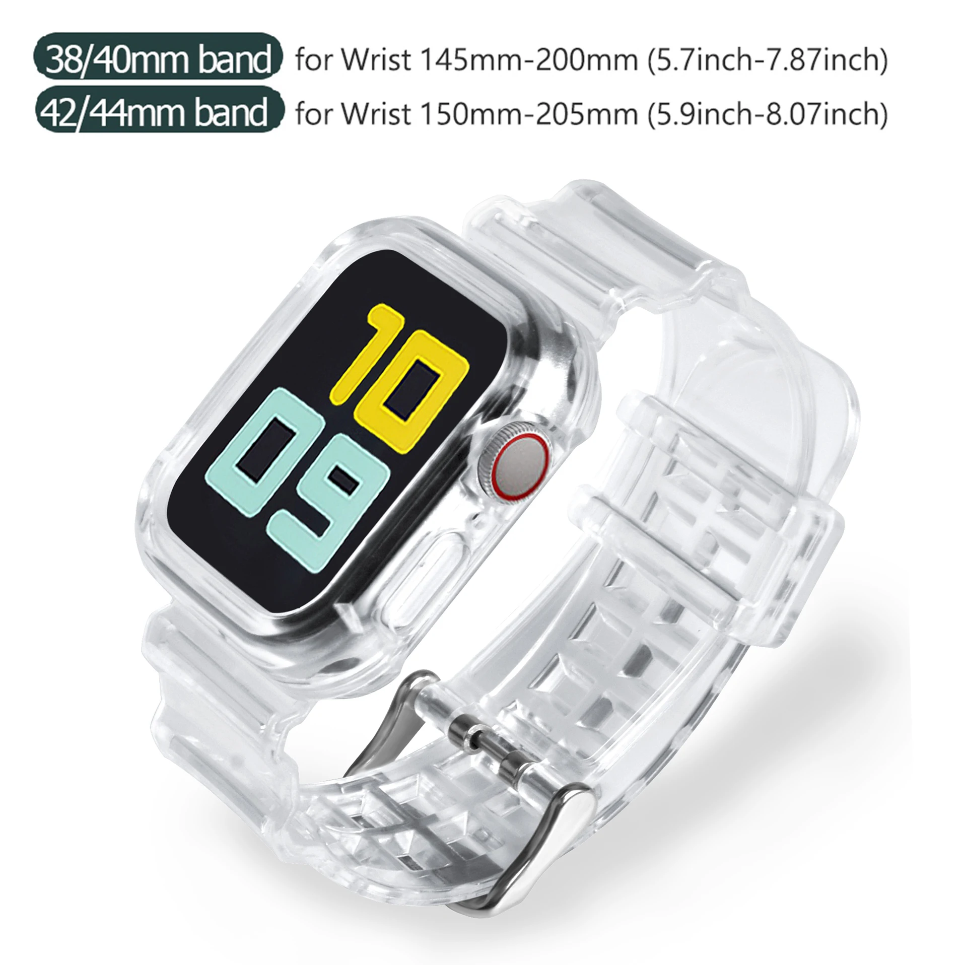 Sportski Proziran remen + Torbica za Apple Watch 8 7 6 SE 5 4 3 Prozirni silikon Remen za iwatch Remen 40 mm 44 mm 42 mm 41 mm 45 mm 49 mm Slika 3