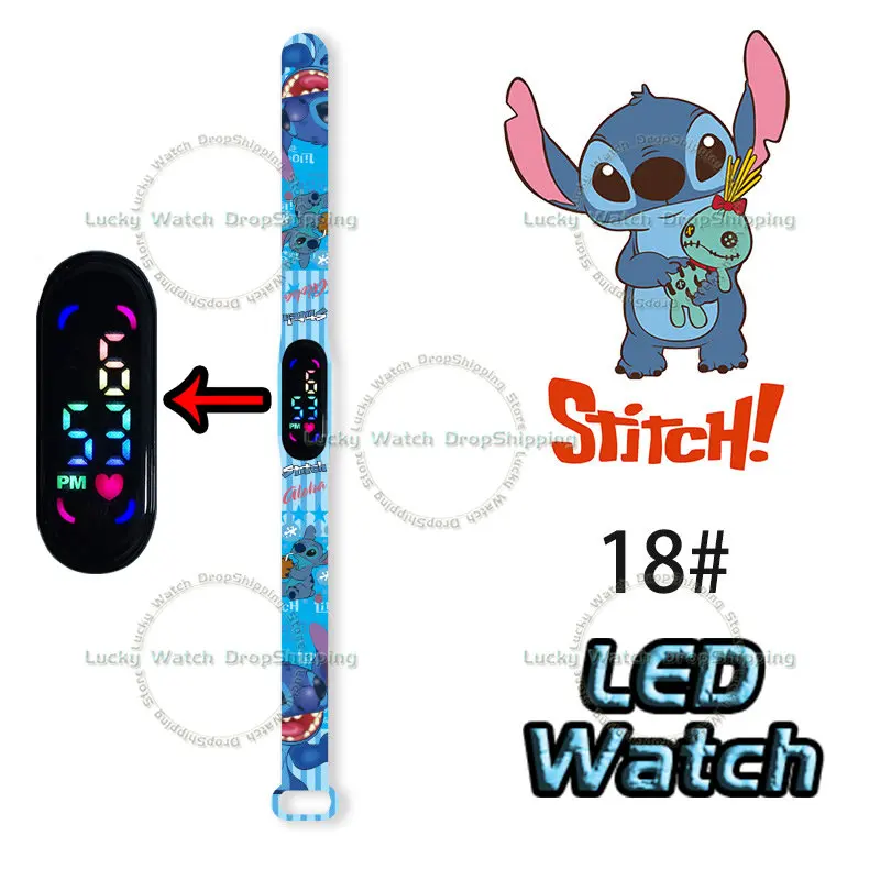Stitch, Novi Stil, Baby Slatka Sat, Crtani Lik, Animacija, Led Osjetljiv Na Dodir Vodootporan E Dječji Sportski Sat, Poklon Za Rođendan Slika 3