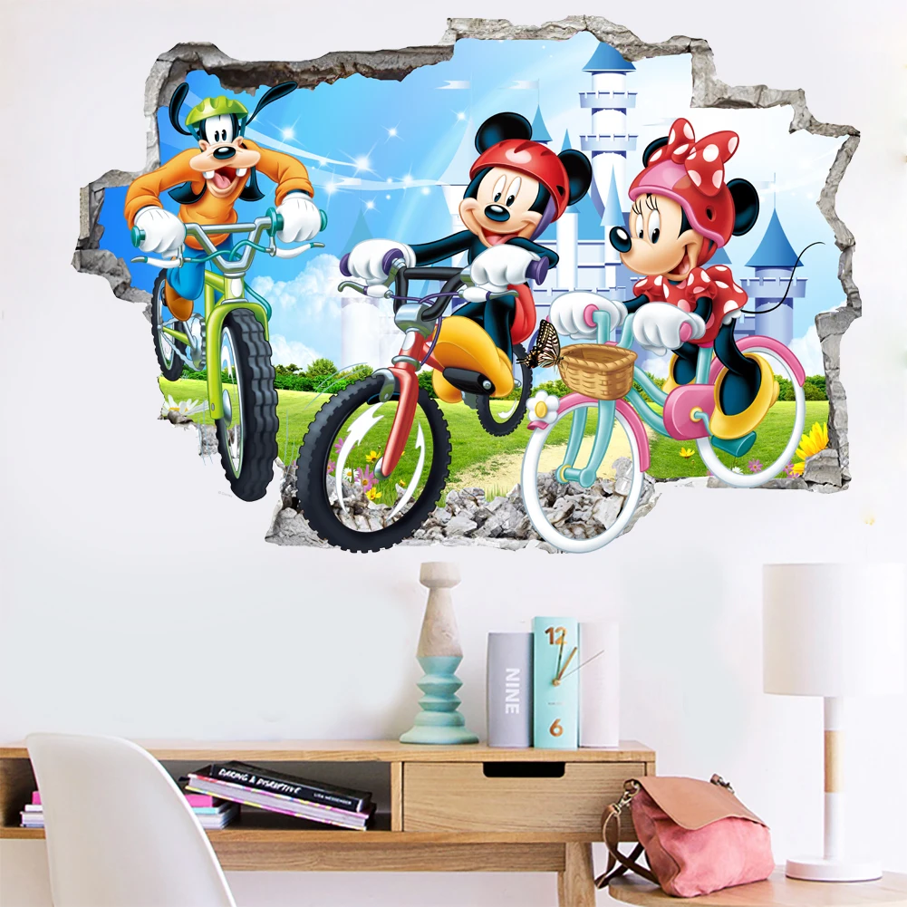 3D animirani film Mickey i Minnie Mouse kućni naljepnice za zid naljepnice za dječje sobe dječje sobe zid umjetnost dječji zabavni park DIY poster Slika 4