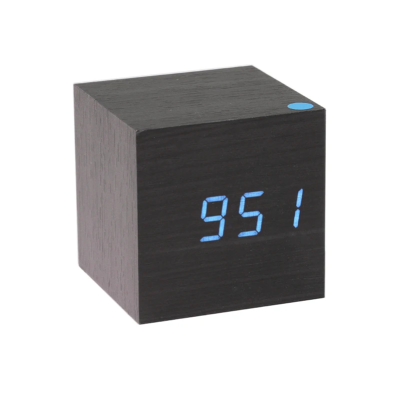 Drvene LED Alarm Temperatura Elektronski Sat Upravljanje Zvukovima Digitalni Led Zaslon Stolni Kalendar Desktop Sat je Visoke Kvalitete Slika 4