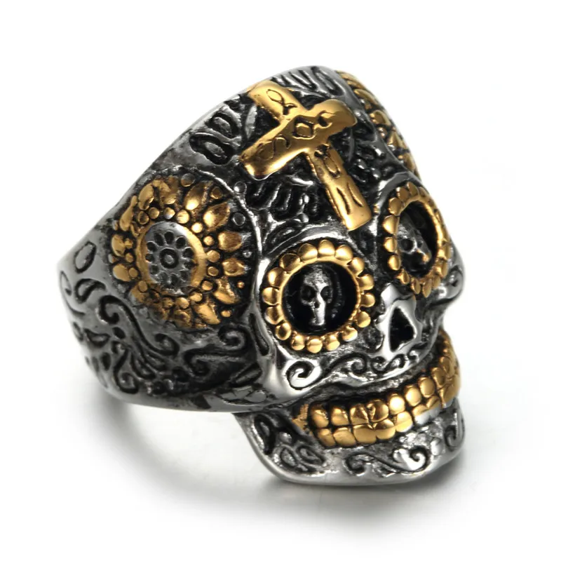 Europski i američki retro prsten s lubanjom od nehrđajućeg čelika, muški prsten od титановой čelika, nakit Slika 4