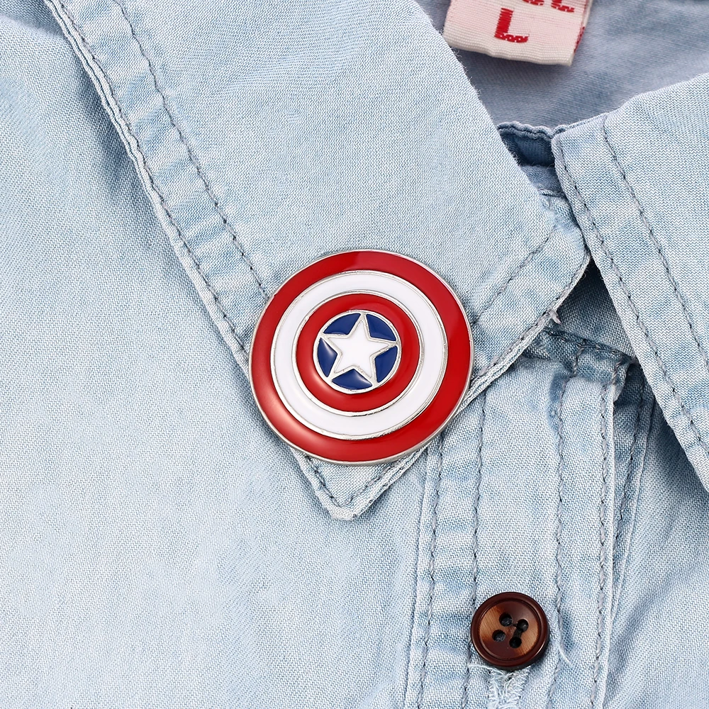 Pin Marvel Kapetan Amerika Osvetnici Superheroj Kapetan Amerika Štit Pin Na Rever Ikonu Broš za Žene Muška Jakna Pribor Slika 4
