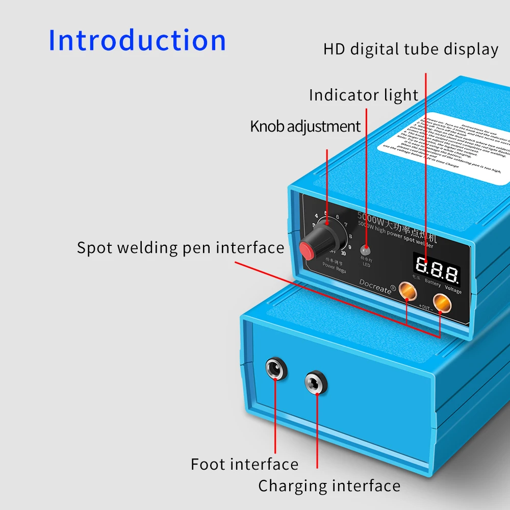 Plava 5000 W Mini Spot Zavarivanje DIY Kit 18650 Bateriju Zavarivanje Alati Prijenosni Spot Zavarivanje Ručka s Nikla Pruga Slika 4