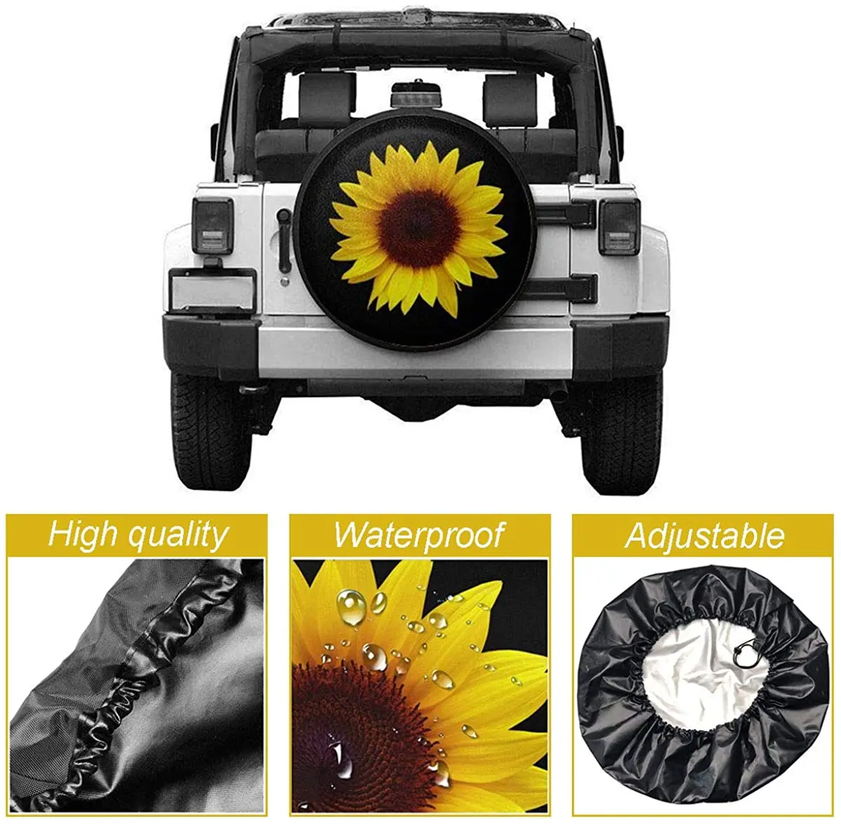 Poklopac Rezervnu gumu Uktly Sunflower za Prikolicu RV Jeep Wrangler 14 15 16 17-Inčni Naplatci Hubcaps za sve vremenske uvjete Slika 4