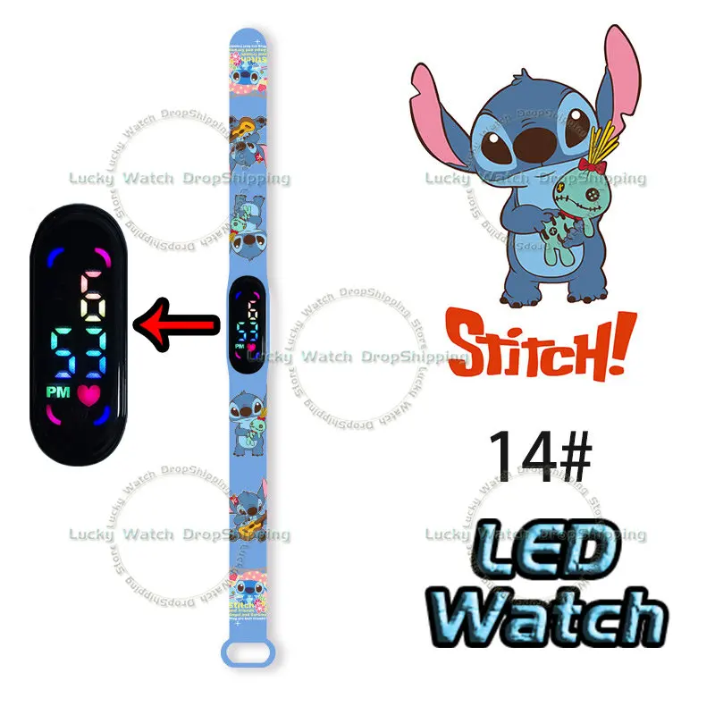 Stitch, Novi Stil, Baby Slatka Sat, Crtani Lik, Animacija, Led Osjetljiv Na Dodir Vodootporan E Dječji Sportski Sat, Poklon Za Rođendan Slika 4