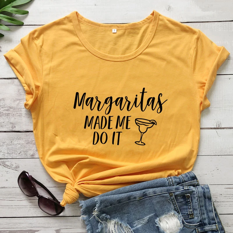 T-shirt Margaritas Made Me Do It, Zabavna ljetna Majica za Ispijanje Tekile, Эстетичная ženska t-shirt Weekend Vibes, top, t-Shirt Slika 4