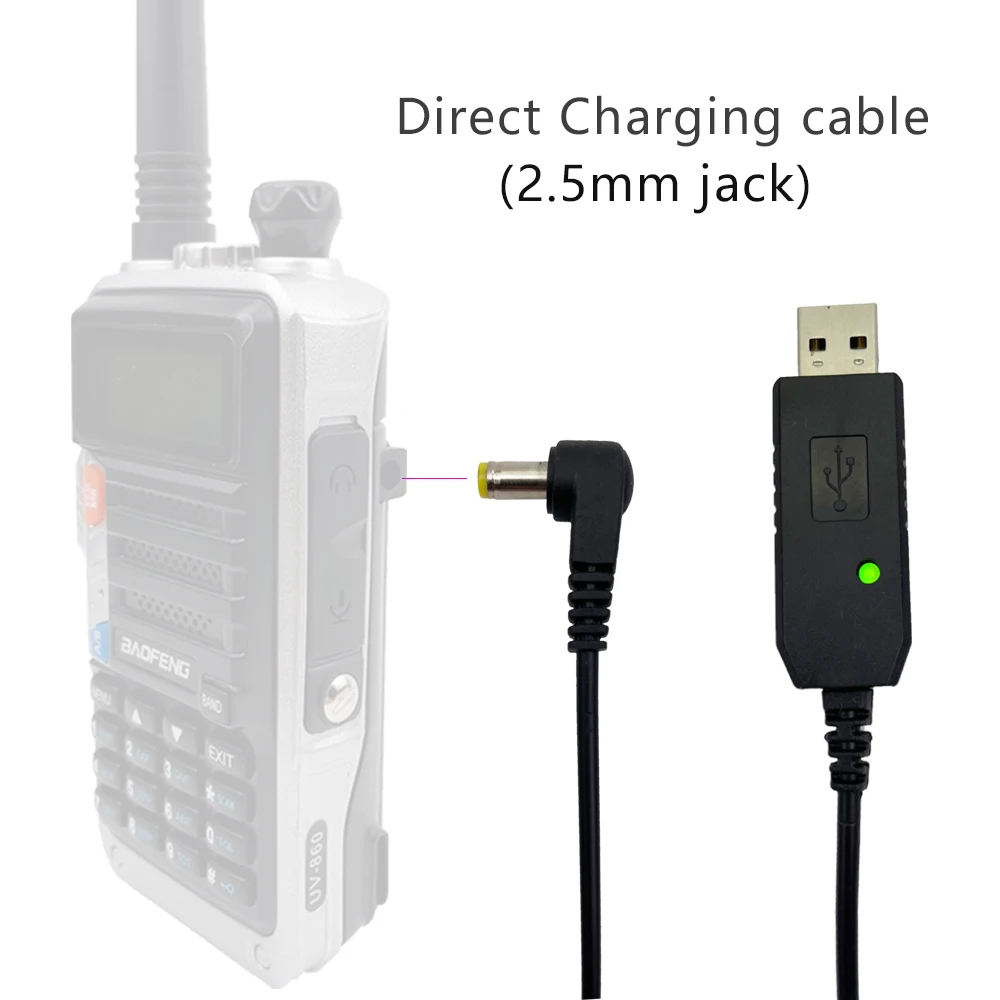 USB Kabel Punjača s indikatorom za BaoFeng BF-UVB3 UV-X9 UV-10R UV-S9 PLUS UV-860 Batetery Radio Prijenosni prijenosni radio Slika 4