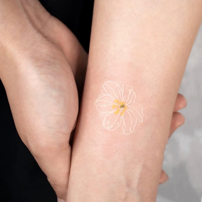 Vodootporno Privremeni Tattoo Naljepnice Novi Obrt Bijela Tratinčica Cvijet Lišće Tattoo Tattoo Flash Ruka Ženski Muški Slika 4