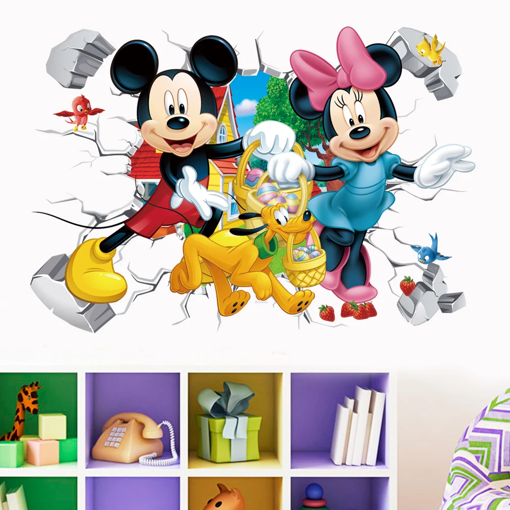 3D animirani film Mickey i Minnie Mouse kućni naljepnice za zid naljepnice za dječje sobe dječje sobe zid umjetnost dječji zabavni park DIY poster Slika 5