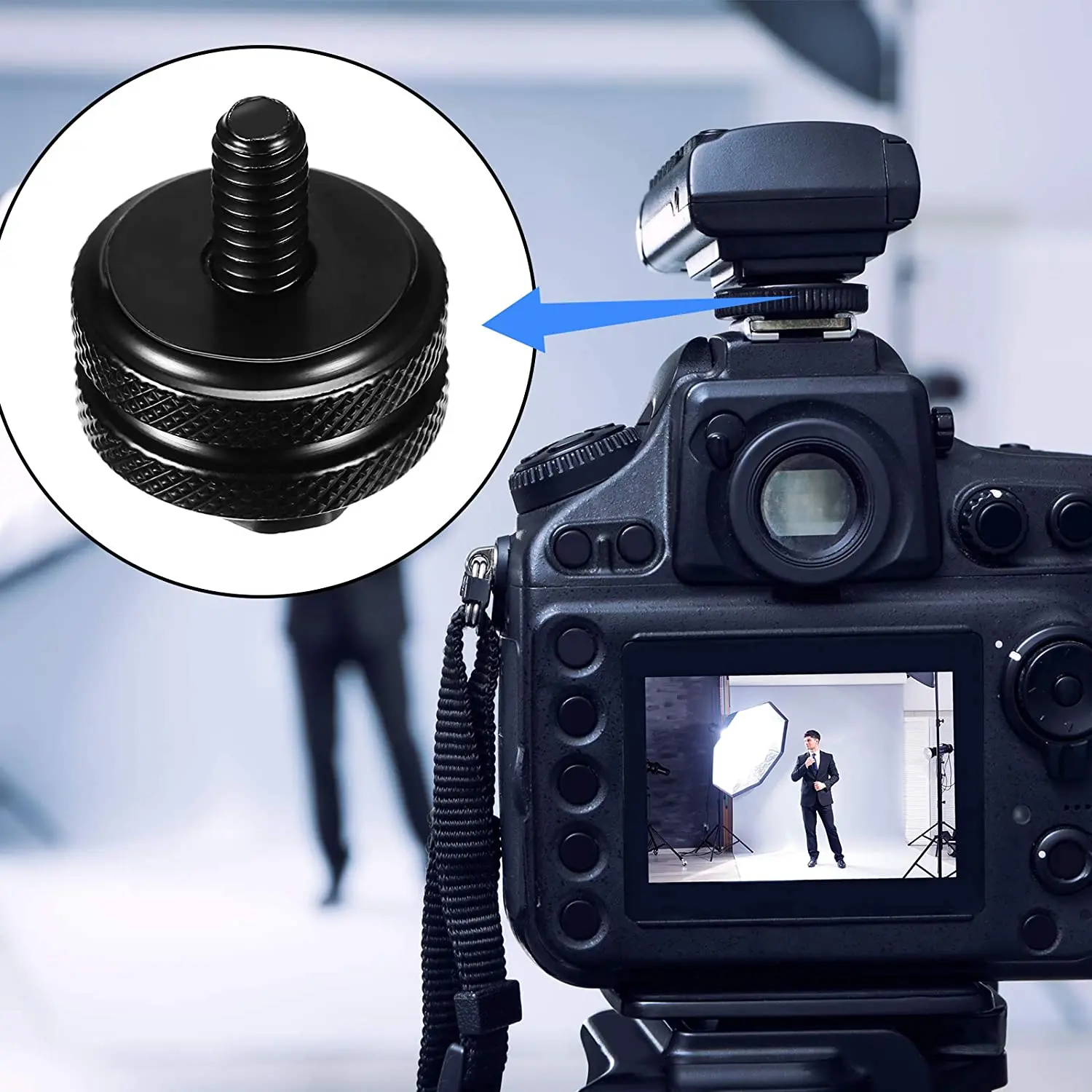 8шт 1/4-inčni Adapter za pričvršćenje hladno kopče + Komplet adaptera za podmetače za bljeskalice s vrućim башмаком za postavljanje fotoaparata DSLR, nosač za bljeskalicu za Stativ Slika 5
