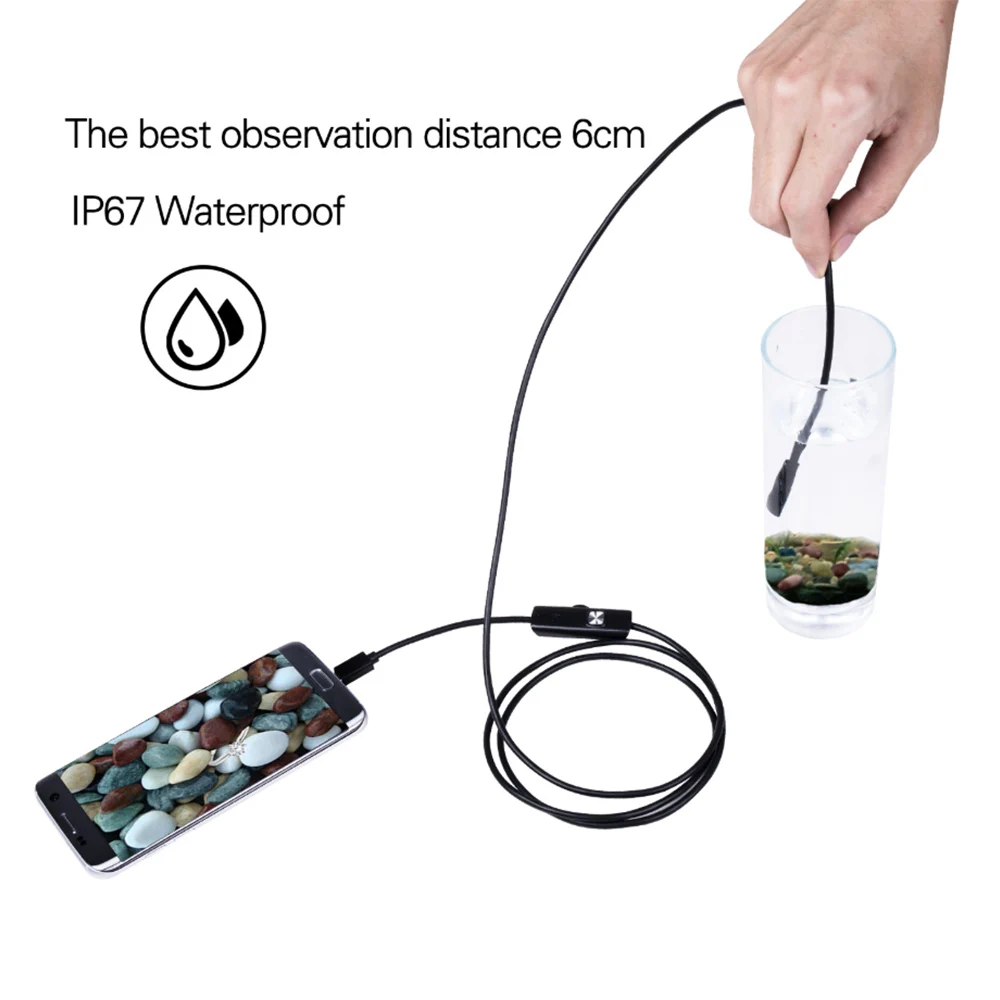 Endoskop Skladište mini Vodootporan IP67 Podesivi Mekana Tvrda Žica 6 LED 7 mm Auto-Endoskop Skladište za Android USB Telefon PC Slika 5