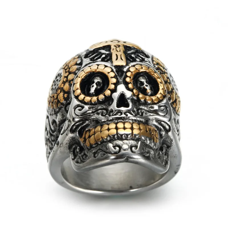 Europski i američki retro prsten s lubanjom od nehrđajućeg čelika, muški prsten od титановой čelika, nakit Slika 5