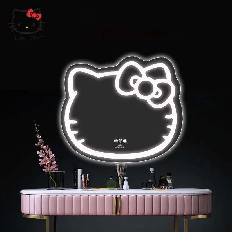 Kawaii Sanrio Hello Kitty Led Ogledalo Sedam Boja Defog Slatkog Zidnih Ogledala Za Šminkanje Desktop Pametna Ogledalo Za Šminkanje Poklon Za Djevojke Slika 5