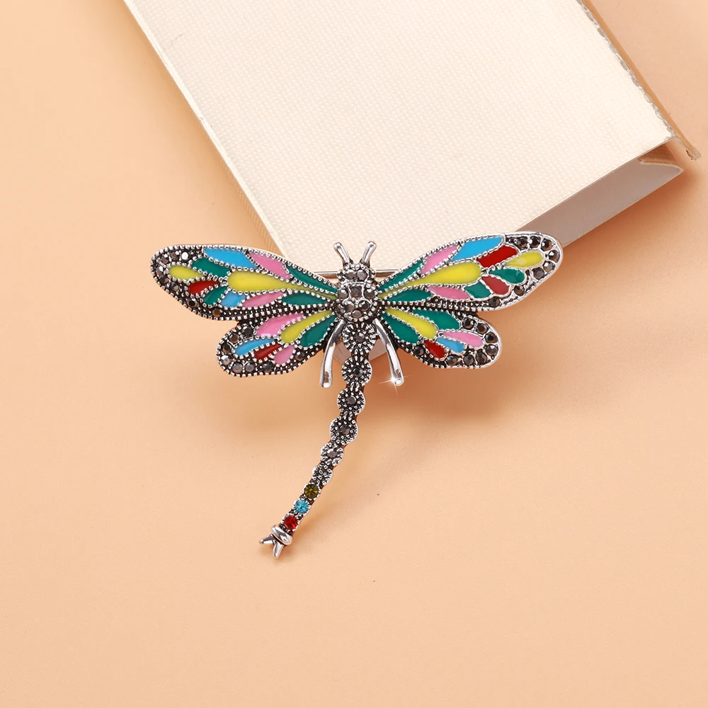 Ljepota i Jagoda Emajl Boja Crystal dragonfly Broš Insekt Broš Igle Za Žene Nakit Poklon Slika 5
