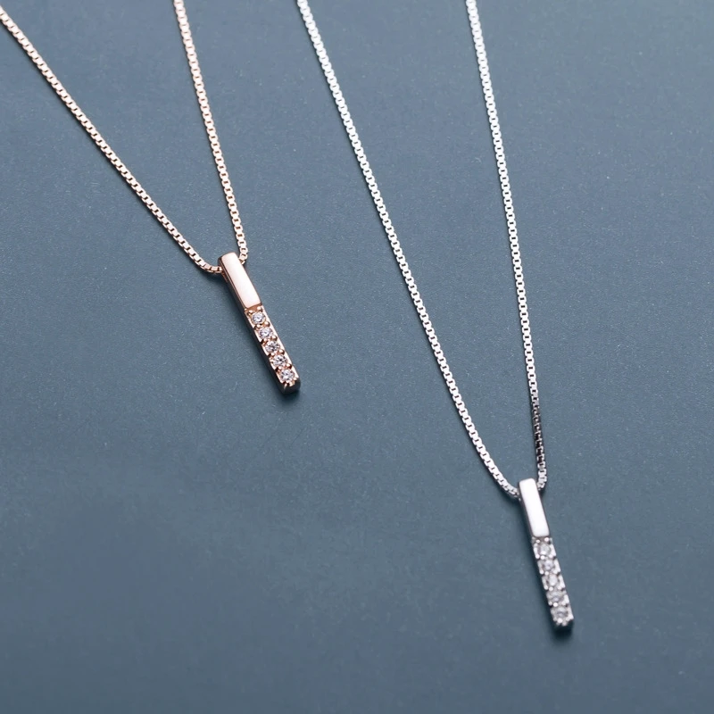 Minimalistički 925 sterling srebra geometrijski ogrlica AAA Cirkon sjajne duge kocka nakita djevojke rođendan помолвка poklon Slika 5