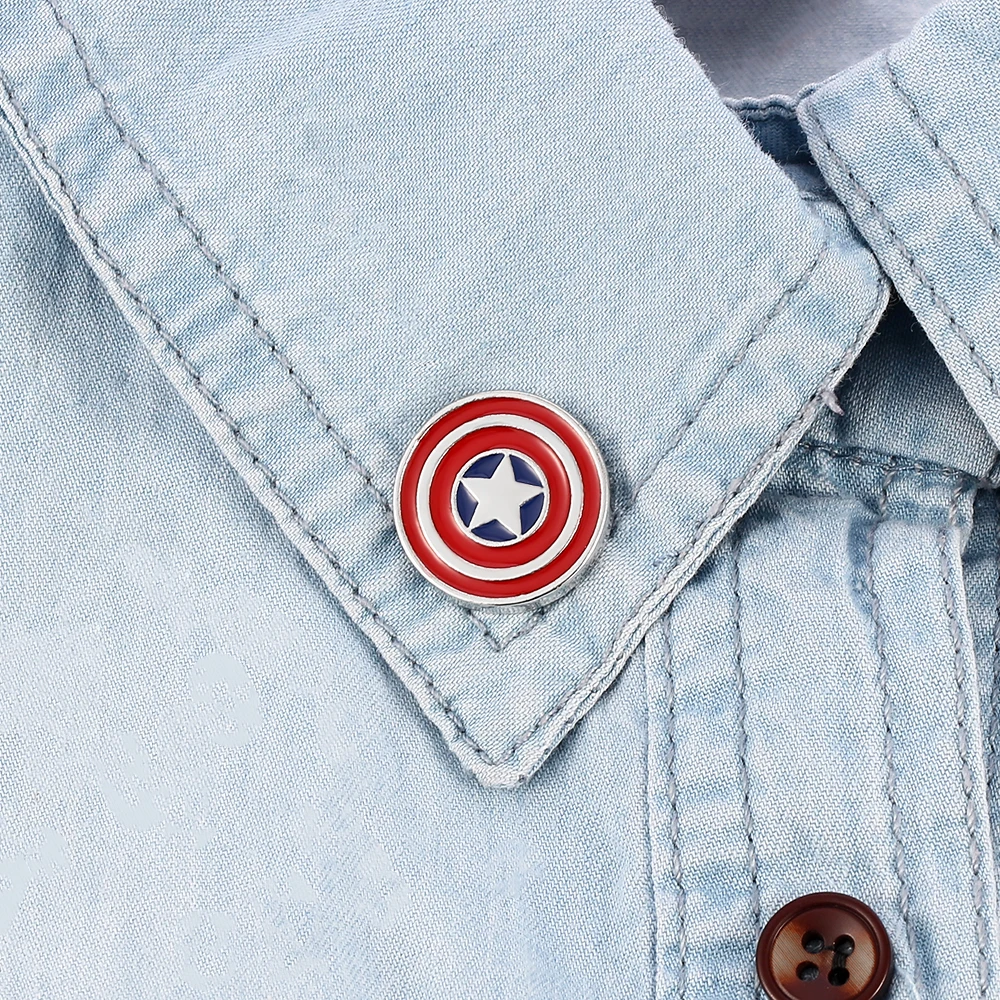 Pin Marvel Kapetan Amerika Osvetnici Superheroj Kapetan Amerika Štit Pin Na Rever Ikonu Broš za Žene Muška Jakna Pribor Slika 5
