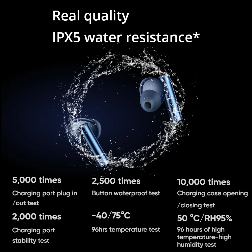 Realme buds air 3 Bluetooth 5,2 dugo trajanje baterije Slušalice 42 db Slušalice s aktivnim buke IPX5 Vodootporne slušalice Slika 5