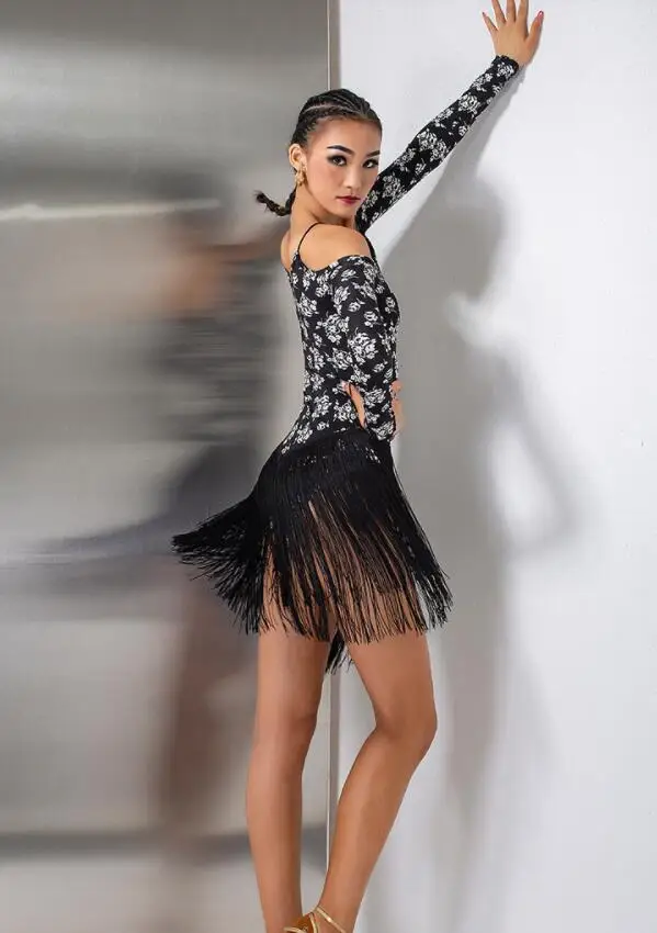 rese latinski ples haljina za odrasle mlađi latinskoameričkih plesova Latinskoj haljina s prorezom haljina salsa бачата jive haljinu s cvjetnim ispis Haljina W21A179 Slika 5
