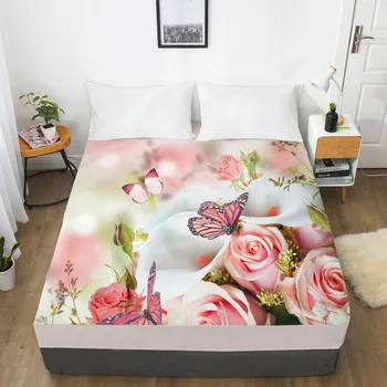 3D Krevetu Na Red Jednokrevetna Dvokrevetna Presvlaka Za Madrac Queen Size kreveta S Fleksibilnim Plahti 180x200 Posteljina Rose Za Vjenčanje
