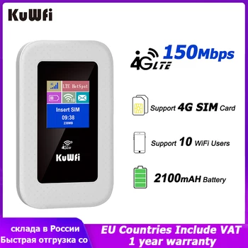 KuWFi 4g WiFi Usmjerivač Prijenosno 150 Mbit/s Mobilna Pristupna Točka za Bežični Usmjerivač wi fi Mini Modem Ključ S Utorom Za Sim Karticu Za Putovanja MiFi