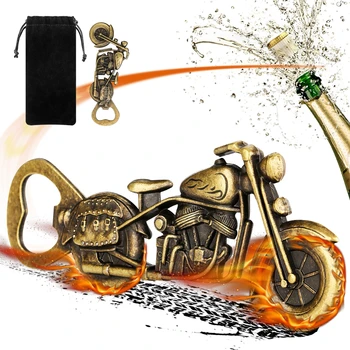 Otvarač za Boce od Legure s Torbicom Brončane Otvarači za Vino u obliku Motocikla s Poklon Kutiju Otvarač za Pivo Bara Gadget Novost Pokloni za Muškarce