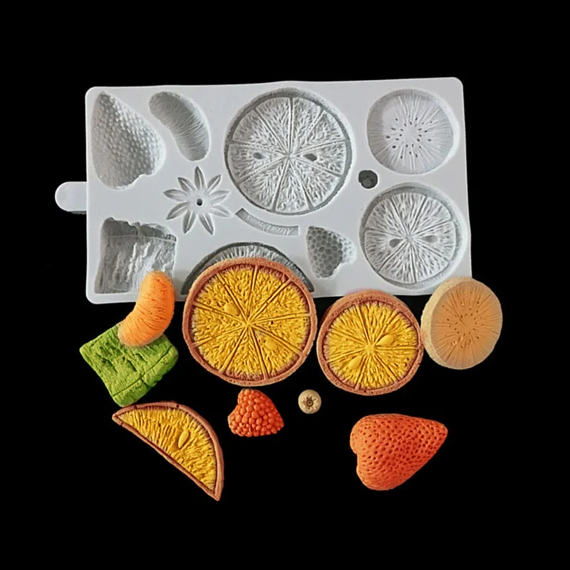 Aouke DIY Ukras Za Pečenje Kolača Voće Silikonska Forma Alata Za Pečenje Čokolade Oblik Tropskog Voća Jagode, Naranče, Silikonska Forma Slika 3